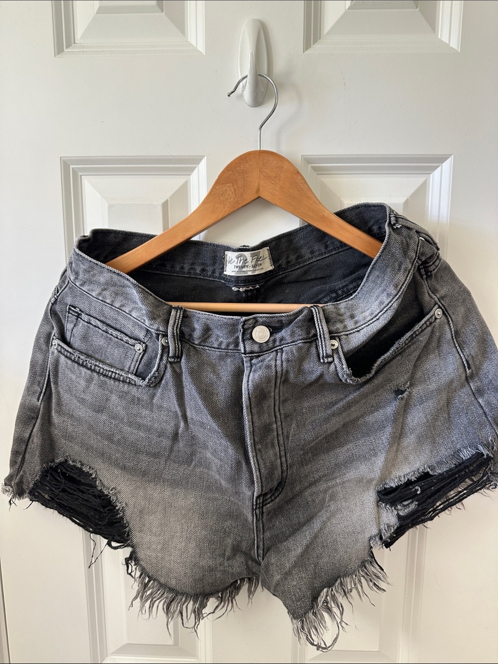 We The Free Women's Distressed Gray Jean Shorts